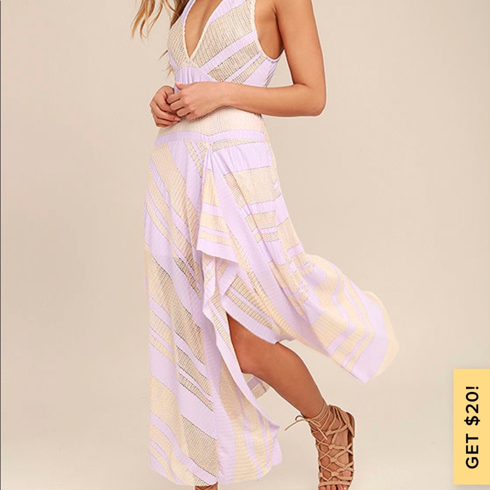 Free People Adrien Lavender Striped Midi Dress - Picture 2 of 8